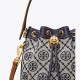 Tory Burch Women Mini T Monogram Bucket Bag Navy